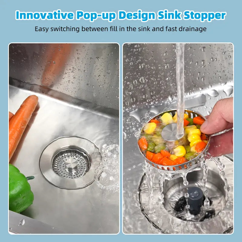 Upgraded 3-in-1 Sink Drain Strainer & Stopper