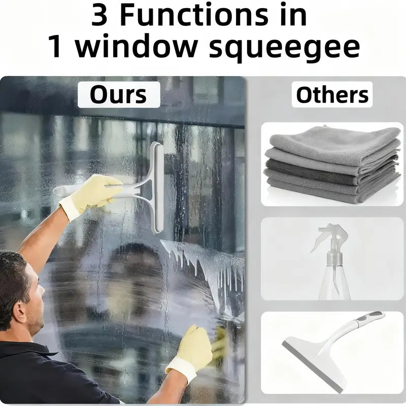 3-in-1 Squeegee & Scrubber with Spray