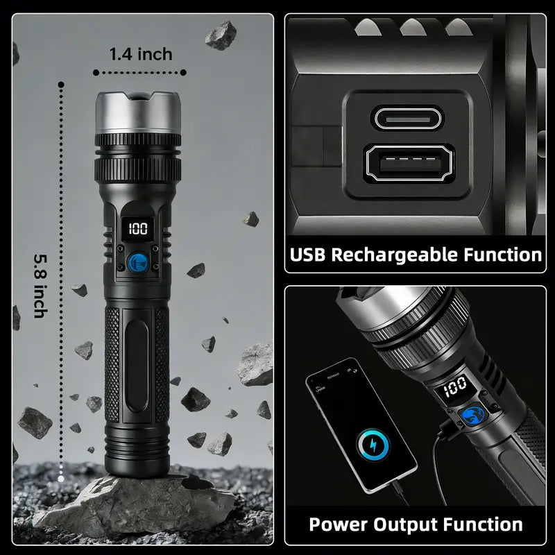 2-in-1 Strong Flashlight + Power Bank